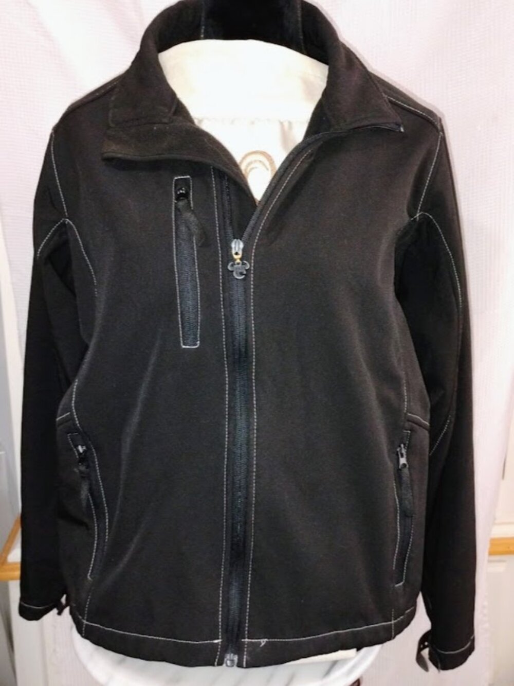 Cowboy Hardware Woodsman Jacket Unisex Small Black Softshell Contrast Stitch